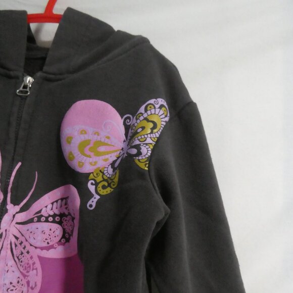 WOOLWORTHS | 6-7 years | Brown Hooded Zip-Up Sweatshirt | Butterfly Print Front - Picture 6 of 16